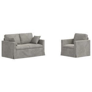 vidaXL Canapé 2 Pièces Gris clair 138 x 78 x 80 cm Velours