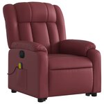 vidaXL Fauteuil inclinable de massage électrique rouge bordeaux