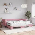 vidaXL Lit de jour avec gigogne et matelas rose 90x200 cm velours