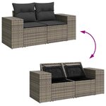vidaXL Salon de jardin 8 Pièces avec coussins gris résine tressée