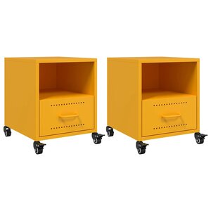 vidaXL Tables de chevet 2 Pièces jaune moutarde 36x39x43 5 cm acier