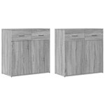 vidaXL Buffets 2 Pièces sonoma gris 79x38x80 cm bois d'ingénierie