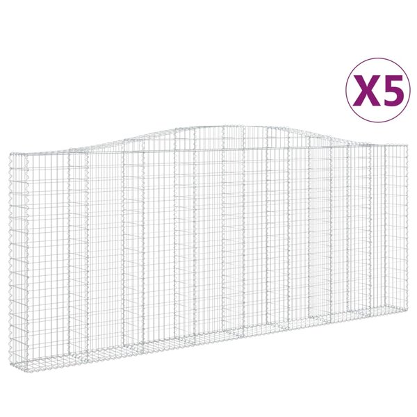 vidaXL Paniers à gabions arqués 5 Pièces 400x30x160/180 cm Fer galvanisé
