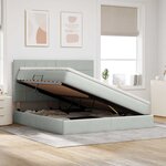 vidaXL Lit avec rangement et matelas Gris clair 160 x 200 cm Velours
