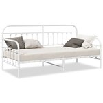 vidaXL Cadre de lit de jour avec tête de lit Blanc 90 x 200 cm Acier