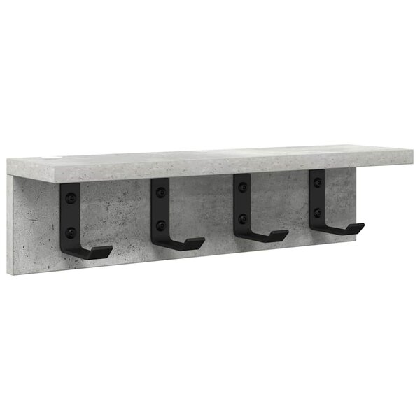 vidaXL Porte-manteau mural avec étagère Gris béton 40 x 10.5 x 10.5 cm