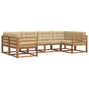 vidaXL Ensemble de canapés d'extérieur 6 Pièces Naturel et Beige