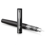 Parker vector xl stylo plume  laque noire métallisée sur laiton  plume fine  encre bleue  coffret cadeau