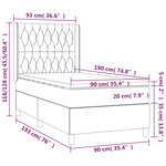 vidaXL Sommier à lattes de lit matelas LED Gris clair 90x190cm Tissu