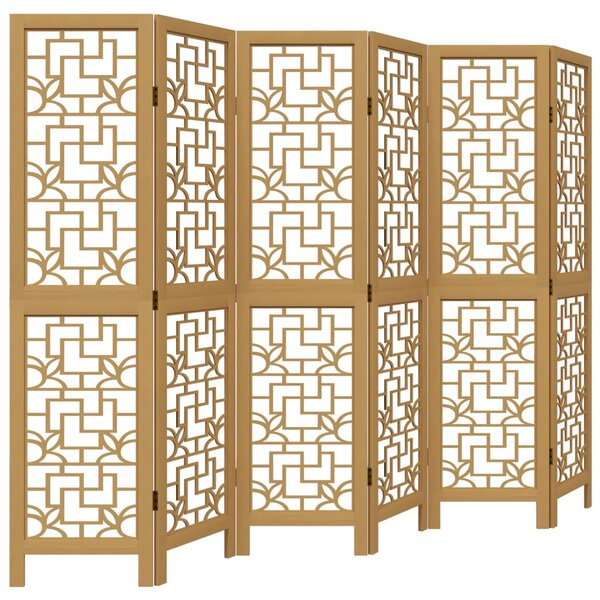 vidaXL Cloison de séparation 6 panneaux marron bois paulownia massif