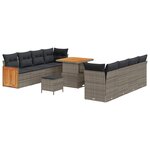 vidaXL Ensemble de canapé de jardin avec coussin 11 Pièces Gris