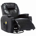 vidaXL Fauteuil à bascule de massage Noir Similicuir