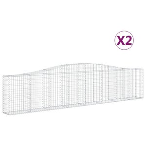 vidaXL Paniers à gabions arqués 2 Pièces 400x30x80/100 cm Fer galvanisé