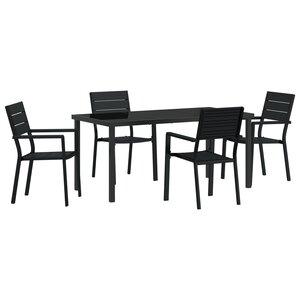 vidaXL Ensemble de salle à manger de jardin 5 pièces en noir  en HDPE