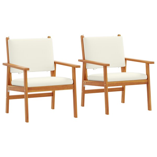 vidaXL Chaise de jardin avec coussin 2 Pièces Marron Bois d'acacia massif