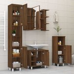 vidaXL Armoire à miroir de salle de bain Chêne brun 80x20 5x64 cm Bois