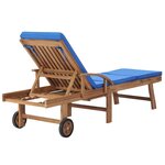 vidaXL Chaises longues avec coussins 2 Pièces Bois de teck solide Bleu