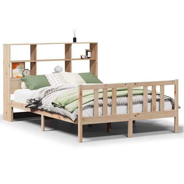 vidaXL Lit bibliothèque sans matelas 135x190 cm bois de pin massif