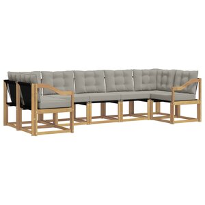 vidaXL Ensemble de canapés d'extérieur 7 Pièces Blanc et gris clair