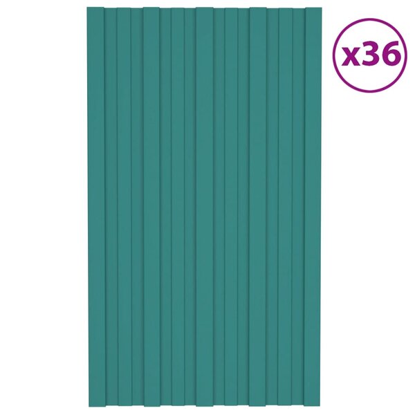 vidaXL Panneaux de toiture 36 Pièces Acier galvanisé Vert 80x45 cm