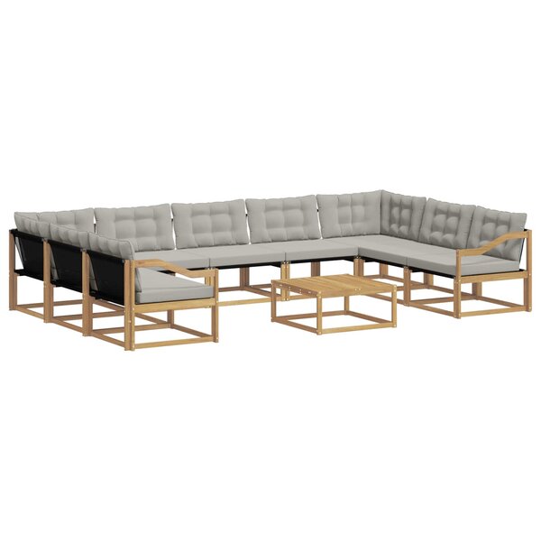 vidaXL Ensemble de canapés d'extérieur 10 Pièces Blanc et gris clair