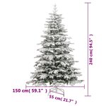 vidaXL Sapin de Noël artificiel à charnières avec neige floquée 240 cm