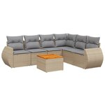 vidaXL Salon de jardin avec coussins 7 Pièces beige résine tressée