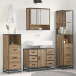 vidaXL Ensemble de mobilier de salle de bain 3 Pièces Chêne artisanal