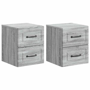 vidaXL Cabinet de chevet mural 2 Pièces Sonoma gris 34 5 x 33 x 40 cm