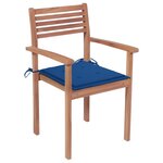 vidaXL Chaises de jardin lot de 2 avec coussins bleu royal Teck massif