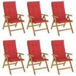vidaXL Chaises de jardin inclinables et coussins lot de 6 bois teck