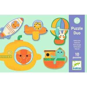 Djeco DJ08270 - Jeu éducatif Puzzle duo véhicules
