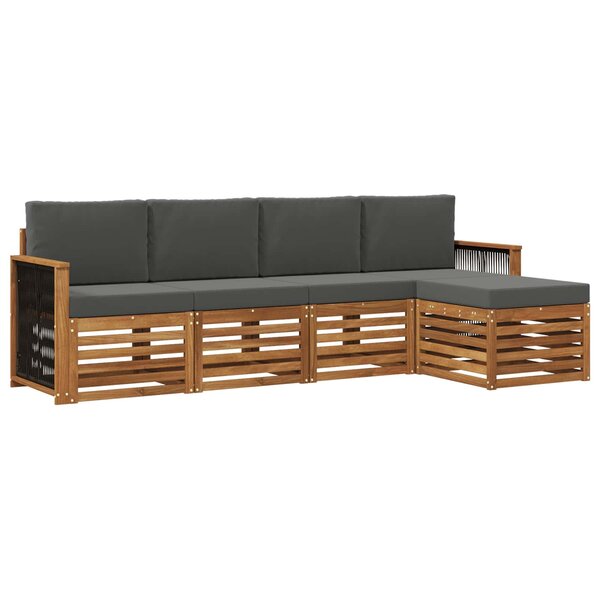 vidaXL Ensemble de canapés d'extérieur 5 pc Naturel et Anthracite