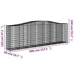 vidaXL Paniers à gabions arqués 5 Pièces 400x50x120/140 cm Fer galvanisé