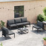 vidaXL Ensemble de canapé de jardin 6 Pièces Anthracite Acier