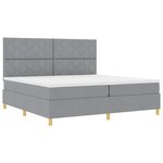 vidaXL Lit à ressorts avec matelas Gris clair 200 x 200 cm tissu
