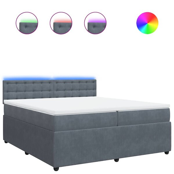 vidaXL Sommier à lattes de lit et matelas Gris foncé 200x200cm Velours