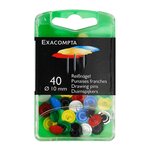 Boîte De 40 Punaises - Hauteur De Pointe 7mm - 10mm De Diamètre - Couleurs Assorties - Exacompta