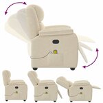 vidaXL Fauteuil de massage inclinable Crème Tissu
