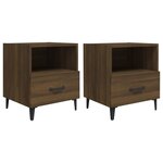 vidaXL Tables de chevet 2 Pièces Chêne marron Bois d'ingénierie