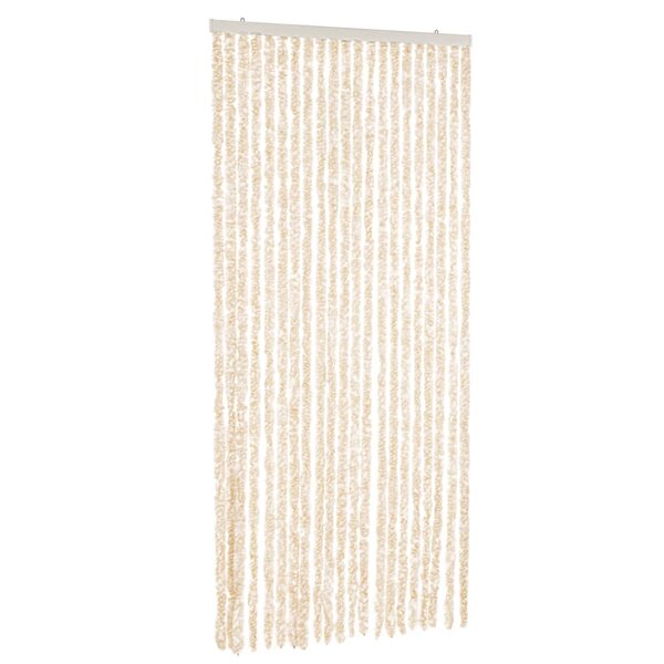 vidaXL Rideau anti-mouches beige et blanc 56x200 cm chenille