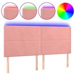 vidaXL Tête de lit à LED Rose 200x5x118/128 cm Velours