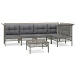 vidaXL Salon de jardin 6 Pièces avec coussins Gris Résine tressée