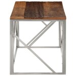 vidaXL Table basse argenté inox et bois de mélèze massif