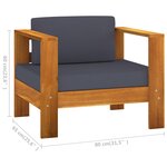 vidaXL Salon de jardin 9 Pièces avec coussins gris foncé Bois d'acacia