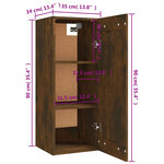 vidaXL Armoire suspendue Chêne fumé 35x34x90 cm Bois d'ingénierie