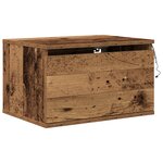 Table de chevet vidaXL avec éclairage LED monté au mur en bois ancien 50x36x30 cm