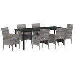 vidaXL Ensemble de salle à manger pour jardin 7 Pièces Gris Poly rotin