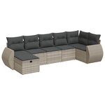 vidaXL Salon de jardin avec coussins 7 Pièces gris clair résine tressée