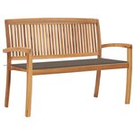 vidaXL Banc de jardin empilable et coussin 128 5cm Bois de teck massif